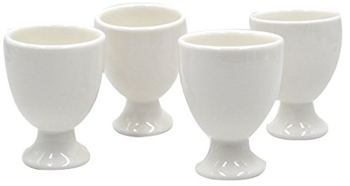AiSi 4-er Porzellan Eierbecher Set, Eierständer Eier Becher Spülmaschinen geeignet, weiß