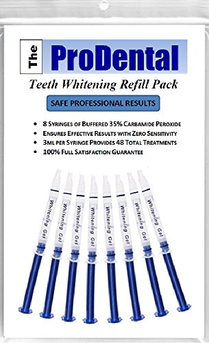 ProDental Teeth Whitening Gel Syringe Refill 8 Pack, 35% Carbamide Peroxide - 48 Treatments, Faster Results Than Tooth Whitening Strips - Pen - Powders and Toothpaste, Safe for Sensitive Teeth