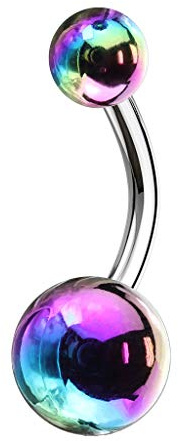 beyoutifulthings Bauch-nabelpiercing Metallic Kugeln Nabel-Piercing Chirurgenstahl Bananabell Acryl Silber Lila Blau Pink Weiß Regenbogen Stab 1,6/10mm
