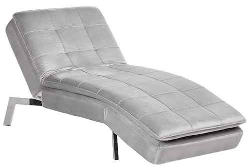 Beliani Moderne, verstellbare Chaiselongue in Hellgrau Bezug aus Samtstoff Récamiere Loiret