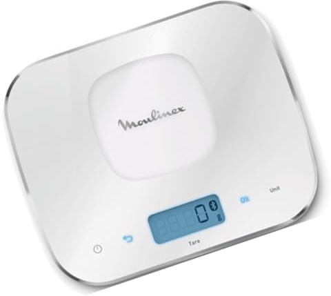 Companion XF38E1 - Bilancia da cucina digitale con Bluetooth, bilancia da cucina fino a 10 kg, con opzione di grammi, libbre e oz, grande schermo LCD, facile da riporre