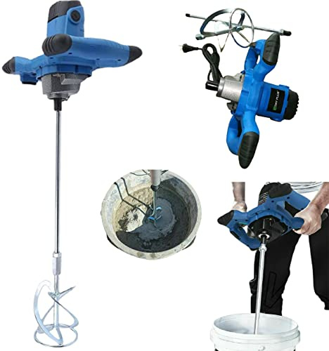 Mescolatore per Malta, Miscelatore Cemento e Malta, 2600W, 0–1500 Giri/Min, 6 Marce, Miscelatore per Calcestruzzo, 230 V, M14, Agitatore Manuale per Mangime, Gesso