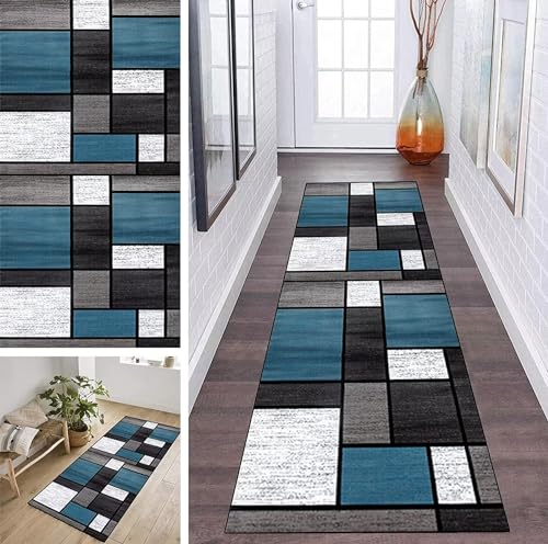 ZDYHMrj Teppich Läufer Flur rutschfest Blau Korridor Teppichläufer Waschbar Modern Küche Schlafzimmer Wohnzimmer Läufer Teppich Breite 40cm/ 50cm/ 60cm/ 70cm/ 80cm/ 90cm/ 100cm (Size : 80x300cm)