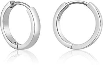 Mary & Jules Creolen Silber aus 925 Sterling Silber, aus recyceltem Silber, Klappcreolen, Durchmesser 16 mm, schlichte Damen Ohrringe, Echtschmuck Ohrstecker für Frauen und Mädchen