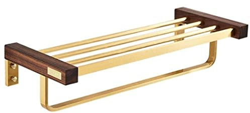 Handtuchhalter Wand Handtuchständer Bad Handtuchregal Mit Doppeltem Handtuchhalter-Organizer Für Badezimmer, Wandhalterung, Aluminium-Walnussholz-Handtuchhalter Handtuchstange Badetuchhalter ( Size :