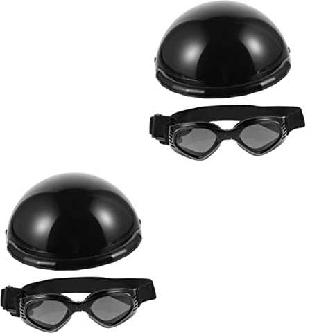 Mipcase 2sätze Hundekosplay Helm Für Kleine Hunde Sicherheitshelm Mit Dekorativen Brille Leicht Und Tragbar Für -Dekoration Und Schutz