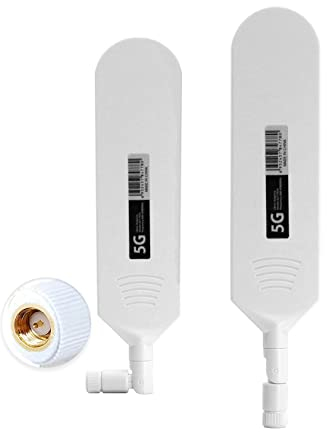 Vecys 4G LTE Antenna SMA Maschio Connettore 15dBi 4G/5G ad Alto Guadagno Omni Direzionale Colla Stick Antenna 600-6000Mhz (Bianco, 2 PCS)
