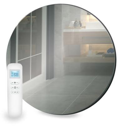 Mirrorstone 320w Round Mirror Far Infrared Panel Heater, Electric Heater, Energy Efficent Wall Mounted Indoor Living Room Bedroom, Bathroom IP54 Splash Proof