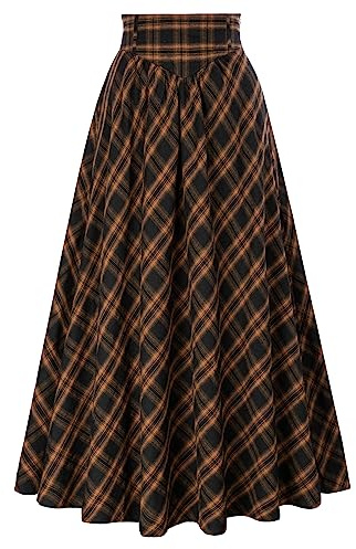 SCARLET DARKNESS Damen Viktorianischer Trachtenrock Hohe Taille Lacing Mittelalter Maxi Rock