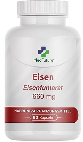 Eisen Hochdosiert - 40 mg Vitamin C 480 mg | Ferrous Fumarate Eisenpräparat | 60 Kapseln | Hochwertiges Eisen Supplement zur Unterstützung des Immunsystems und zur Förderung der Gesundheit