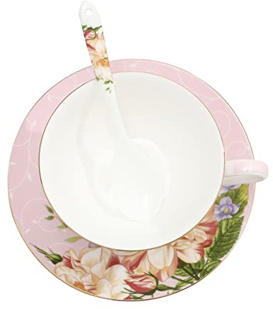 Cabilock Taza De Café Cerámica Retro Con Platillo y Cuchara Juego De De Para Leche y