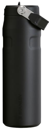 Stanley IceFlow Flip Straw 2.0-24 Oz Water Bottle | Built in Straw with Wide Mouth | Lightweight & Leak Proof | Insulated Stainless Steel | BPA Free | Black 2.0
