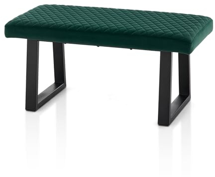 TUKAILAI Sitzbank esszimmer 100cm, Sitzbank Flur Esszimmerbank Garderobenbank Bettbank Polsterbank Küchenbank mit Samt Sitzkissen und Metallbeinen,für Esszimmer Garderobe Küche Schlafzimmer (Grün)