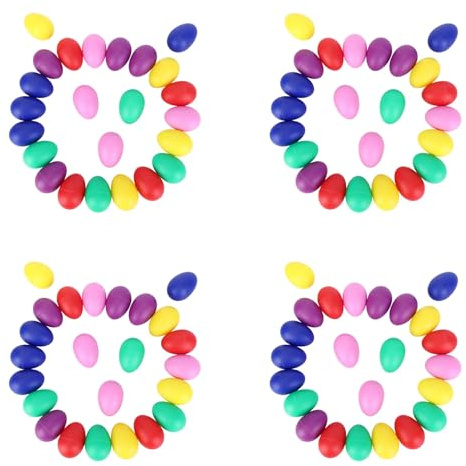 Breeshy 96 Stücke Ei Shaker Set Ostereier Maracas Eier Musikalische Eier Kunststoff Eier für Favors Zubehör Musikspielzeug, 6 Farben