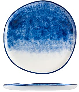 NBHDEK 8 Zoll Keramik-/Nudel-/Obst-/Vorspeisen-/Dessertteller, Weihnachtsteller, 2er-Set, Blau und Weiß/Rosa und Weiß