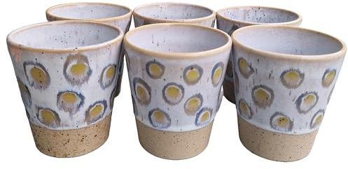 PintoCer - 6 verres en céramique en grès, verres à eau, boissons et jus, verres à eau, 250 ml, design élégant, parfaits pour la maison, le restaurant et les fêtes, passent au lave-vaisselle