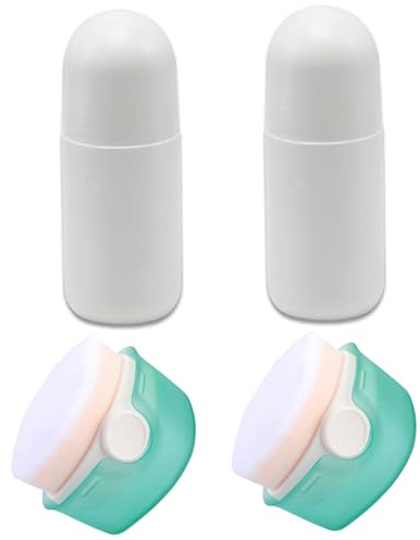 4 PCS Pincel de protección solar, aplicador de protector solar para niños y 1.7 oz rollo vacío en botellas colocadas con tapa fácil de aplicar aplicador de protector solar portátil para viajar en fam