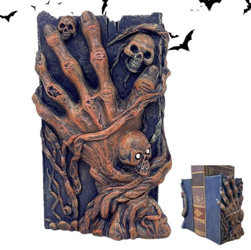 Buchstützen mit Totenkopf – Buchstützen- mit Totenkopf, dekorative Buchstütze mit Totenkopf | Buchstützen mit Totenkopf für, kleine Buchstützen-Skulptur im Vintage-Stil für Wohnzimmer