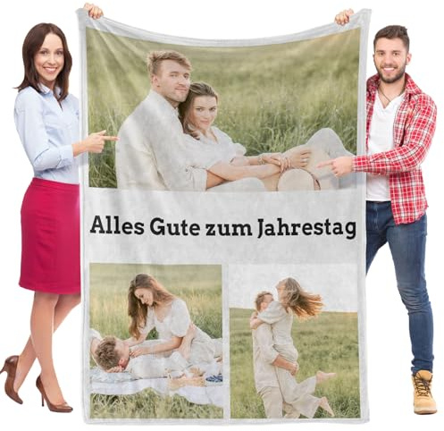 Jkolalin Personalisierte Jahrestag Geschenk für Ihn & Sie, Personalisierte Decke mit Foto, Personalisierte Foto Decke, Kuscheldecke mit Foto, Personalisierte Weihnachts Geschenk für Frauen & Männer