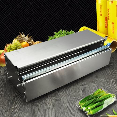 WJYWX Cling Film Cutter Dispenser, Reusable Dispenser With Slide Cutter,Stainless Steel Cling Film Cutter, Suitable For Supermarket Household Fresh Packaging