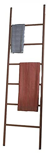 Eisenleiterregal, freistehend, Handtuchhalter, Handtuchständer, Leiter, 6 Schienen, 170 x 40 cm (Farbe: Gold) (Weiß)