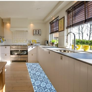LaVelahome Passatoia Per Cucina In Vinile | Tappeto in PVC Lavabile | Runner Aderente e Robusto | Largo 50 cm | Mattonelle Azulejo Cementine (cm_50_x_240, Azulejos Tortora)