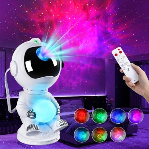 Veetop Astronaut Galaxy Projector, Star Projector Starry Night Light with Nebula,Adjustable Spaceman Light with Moon Lamp, Remote Control & Timer, USB Powered 360°Rotation Gift for Kids Adult Bedroom
