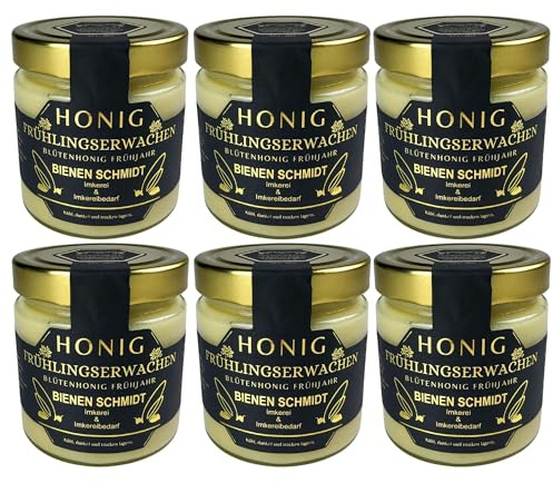 6x Original Deutscher Honig Frühtracht 500g im Glas cremig gerührt Regionales Produkt aus Oberfranken (Nord-Bayern) Honig rein und natürlich