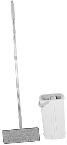 SECFOU Trapeador con Balde Plano Sistema De Limpieza De Ventanas y Pisos Mopa con Almohadilla Lavable Adecuado para Limpieza De Paredes y Suelos De Cocina