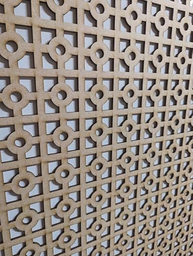 Wooden Arizona mesh Decorative Panel, Wall partition, Radiator Cover Grille, Cut-Outs, Kitchen Furniture, Laser Cut in 3mm Thick MDF (Size 1200mm x 620mm) Arizona Pattern. Made in The UK. (unprimed)
