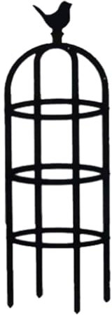 Obelisco per Piante Rampicanti 85-205cm, Obelischi Giardino Nero Bianco, Grigliato a Colonna Forma di Gabbia per Uccelli, Traliccio Obelisco per Supporto per Piante in Vaso(Nero,D 25x H 175cm)