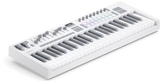 Novation Launchkey 49 White [MK4] – 49 Semi-Weighted Key, USB, MIDI Keyboard Controller with DAW Integration. Chord & Scale Modes, 16 Drum Pads, Arpeggiator, & Includes Music Creation Software Bundle