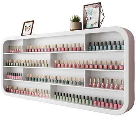 ZBJDX Porta Smalto da Parete, Mensole Galleggianti Multiuso, Espositore per Cosmetici in Legno con Pannello Posteriore, per Saloni di Bellezza E Casa,1.0m