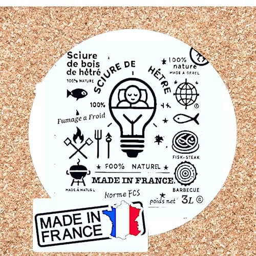 Segatura di legno di faggio 1KG/3L per affumicatore di carne, pesce, adatta al serpentino affumicatore a freddo |||| Made in France |||| trucioli di legno compatibili con affumicatori a freddo