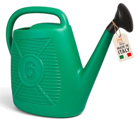 Akitaink Annaffiatoio 6 Litri Verde | Plastica Riciclata Resistente | Annaffiatoio da Giardino con Manico Ampio per Piante e Fiori