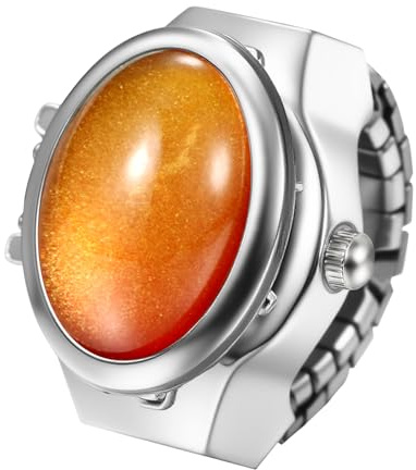 Avaner Ringuhr Elastisches Edelstahlband Katzenaugen: Minimalistische Fingeruhr mit Arabischen Ziffern Analog Quarz Uhrenring Geschenk für Männer Frauen
