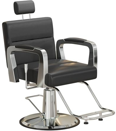 Joiemebi Fauteuil de Coiffure, Chaise à Coiffeur Hydraulique Inclinable, Hauteur Réglables Barber 360° pour Salon de Coiffeur, Salon de Beauté (Noir)