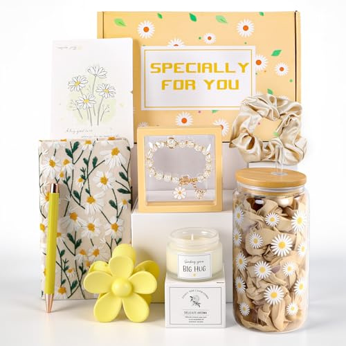 Geschenke für Frauen, Daisy Geschenkset, Geburtstagsgeschenk | Geschenkset für Frauen mit Daisy Design, ideal als Geburtstagsgeschenk, Dankeschön Geschenk und kleine Überraschung