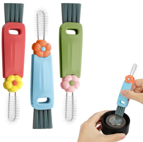 AOOWU 3-in-1-Becherdeckel-Reinigungsbürste, 3PC Tragbarer Cup Lid Cleaning Brush, Multifunktionale Spaltreinigungsbürste, Wasserflaschen-Reinigungsbürsten-Set für Verschiedene Tassen und Flaschen