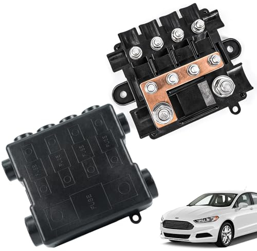 Vokmon Midi Sicherungshalter für 1X Mega + 4X Midi Sicherungen mit Busbar | Sammelschiene kfz Sicherungshalter Stromverteiler 12v Polyamid-Gehäuse mit Abdeckung Stromverteilungssicherung Stromverteiler