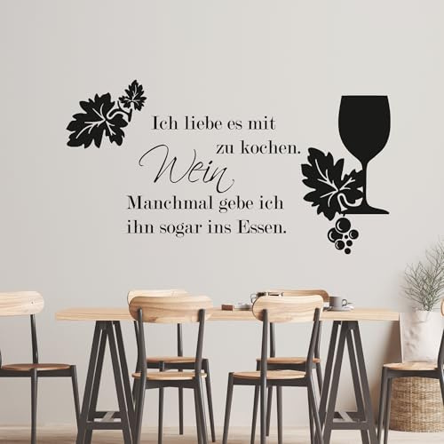 GRAZDesign Wandtattoo Küche Spruch Ich liebe es mit Wein zu kochen | Küchenaufkleber - 56x30cm / 073 dunkelgrau