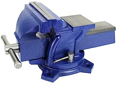 HFS (R) Robuster Schraubstock – 360° drehbarer Sockel mit Schloss, große Amboss-Oberseite (10,2 cm)