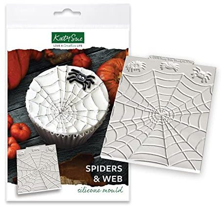 Katy Sue Spiders & Spider Web Silicone Mould for Cake, Cookie Decorating, & Craft. A Spider Web Mould to Use with Fondant, Sugar Paste, & Air Drying Clay from Katy Sue Designs Fondant Moulds