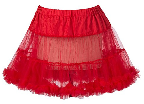Boolavard 18 50s Retro Underskirt Unterrock Petticoat Rock Tutu Schwarz, Weiß, Rot, Rosa, Blau (Rot, L-XL (EU 42-50))