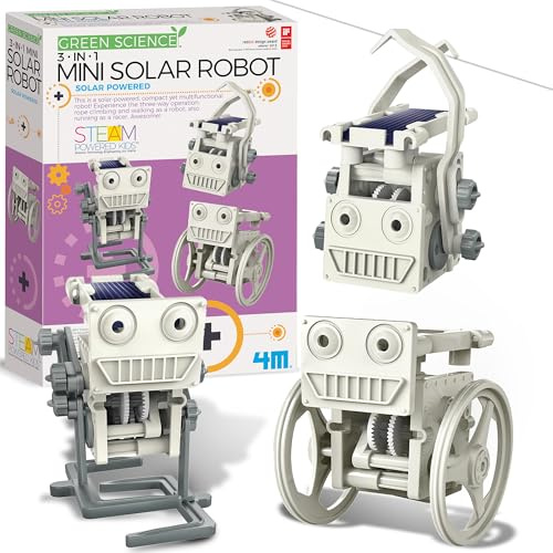 4M Green Science 3-in-1 Mini Solar Robot, Climbing, Walking & Racing Modes