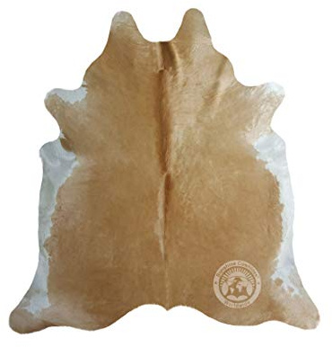 Sunshine Cowhides 100% Genuine Palomino Beige and White Cowhide Rug - Modern Style Animal Skin Rug & Floor Carpet for Living Room, Bedroom, Kitchen & More - Extra Large (6x7-8 Ft.)