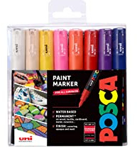 POSCA PC-1M Extra-Fine Tip Acrylic Paint Marker Pens, 16 Standard Colours | 0.7–1 mm Extra Fine Tip, For Detailed Work, All Surfaces, Water-Based, Biodegradable Packaging