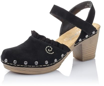 Rieker Damen Riemchensandalen 66771, Frauen Sandalen,Sommersandalen,Absatz,Sommerschuhe,Freizeitschuhe,offene Schuhe,schwarz (01),39 EU / 6 UK