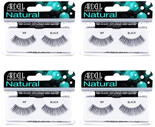 Ardell False Eyelashes 117 - Black, Natural Look & Flared Wispy Strip Lashes for Everyday Glam, 4 Pack