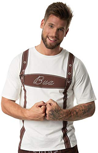 dressforfun 900636 Männer Trachten Shirt Bua, T-Shirt mit originellem Hosenträger-Aufdruck - Diverse Größen -